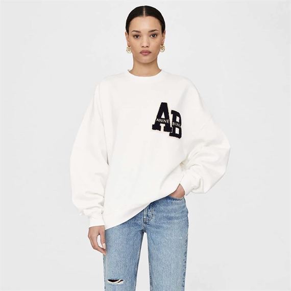 Anine Bing Miles Oversized Sweatshirt Letterman, Offwhite